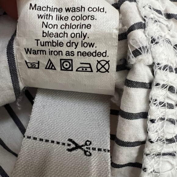 Madewell Ruffled Lace-Up Top in Stripe Gray Size XS - Picture 10 of 13